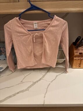 Girls Front Tie Long Sleeve Shirt